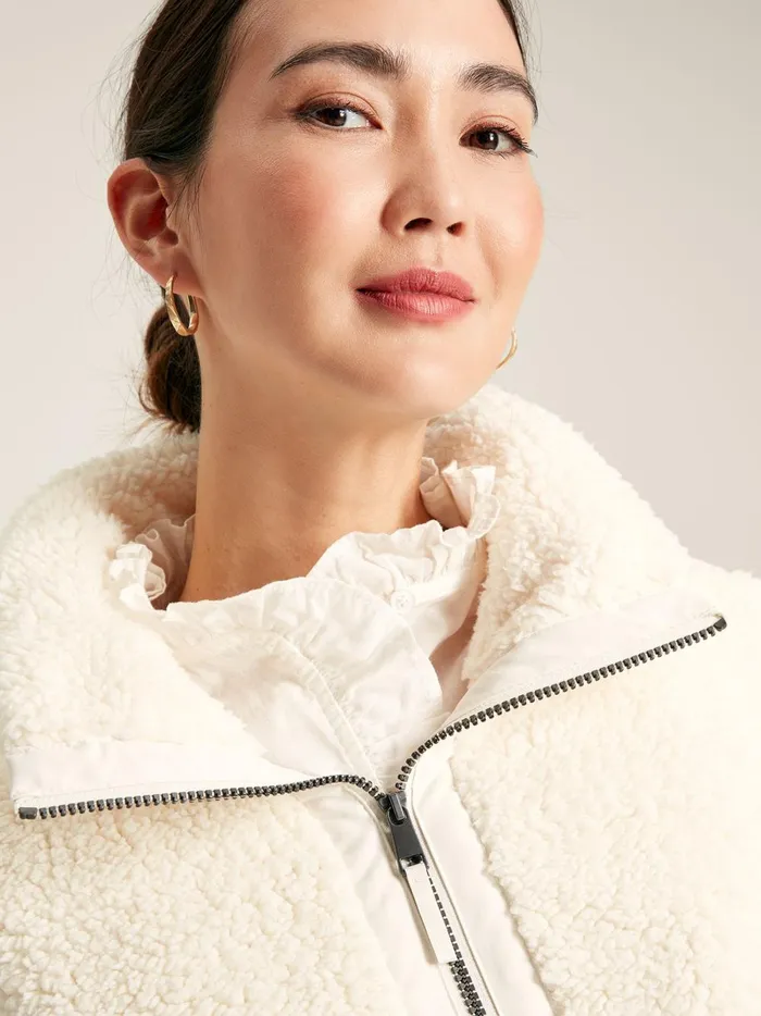 Joules Coats and Jackets Women Cream Half Zip Borg Fleece