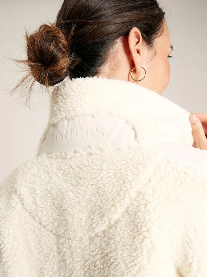 Joules Coats and Jackets Women Cream Half Zip Borg Fleece