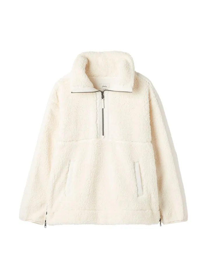 Joules Coats and Jackets Women Cream Half Zip Borg Fleece
