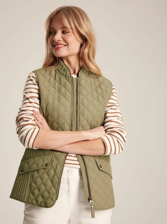 Joules Coats and Jackets Women Green Showerproof Diamond Quilted Gilet