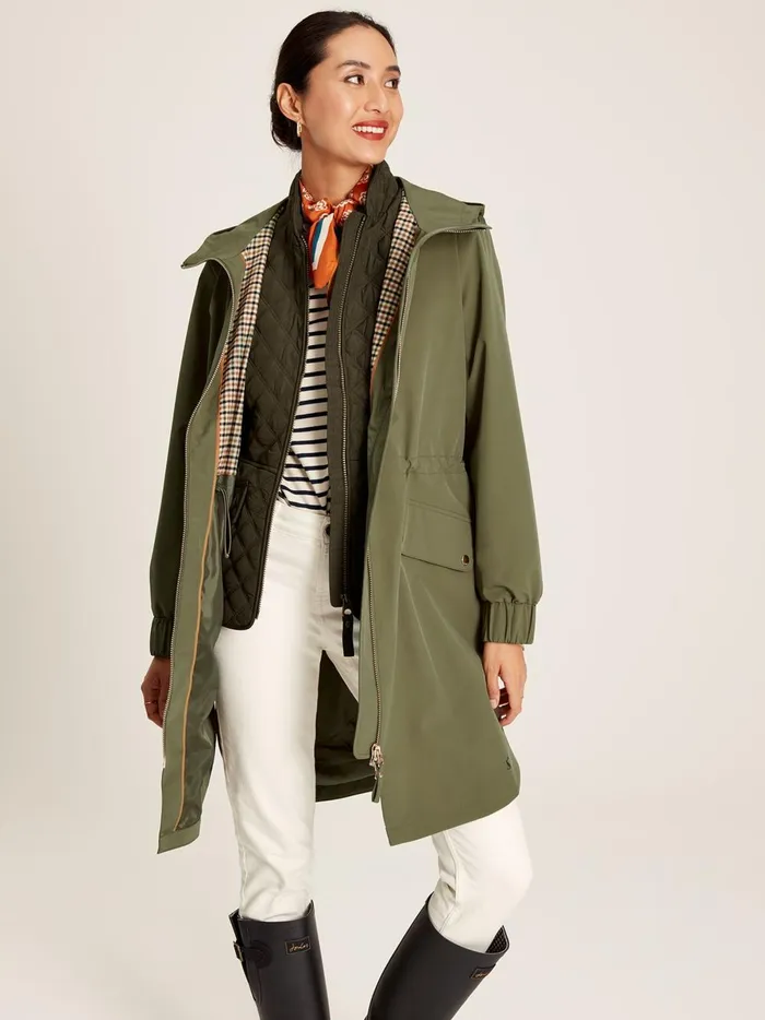 Joules Coats and Jackets Women Green Waterproof Raincoat With Hood