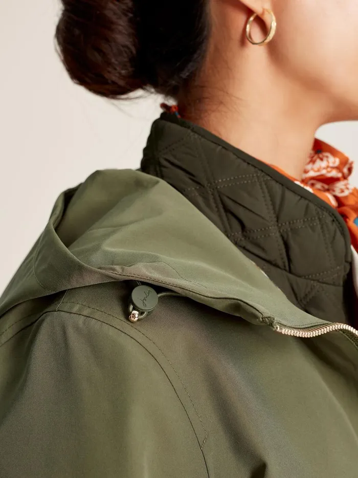 Joules Coats and Jackets Women Green Waterproof Raincoat With Hood
