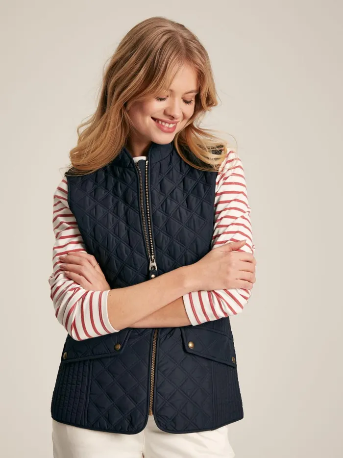 Joules Coats and Jackets Women Navy Showerproof Diamond Quilted Gilet