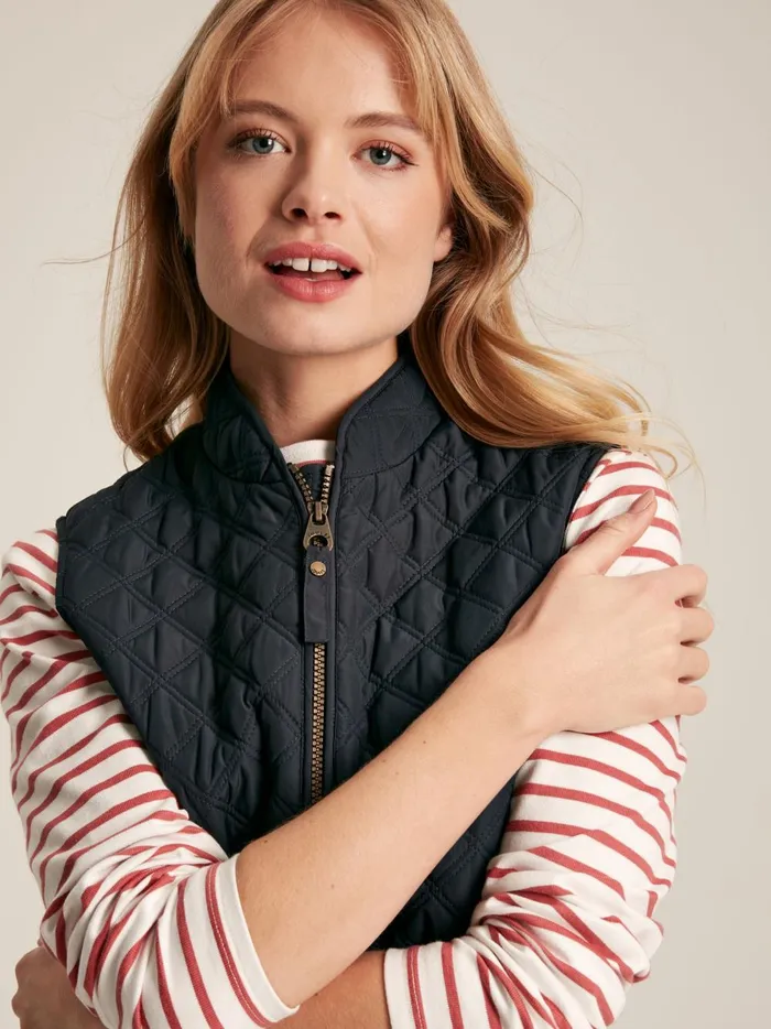 Joules Coats and Jackets Women Navy Showerproof Diamond Quilted Gilet