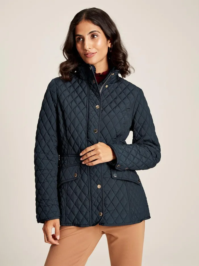 Joules Coats and Jackets Women Navy Showerproof Diamond Quilted Jacket