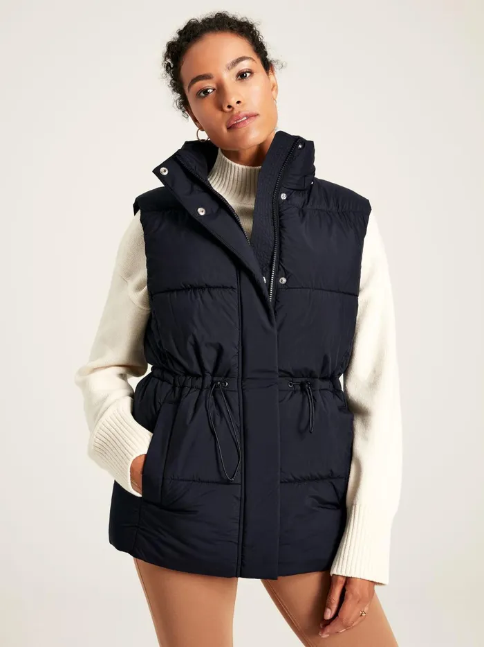Joules Coats and Jackets Women Navy Showerproof Padded Gilet With Hood