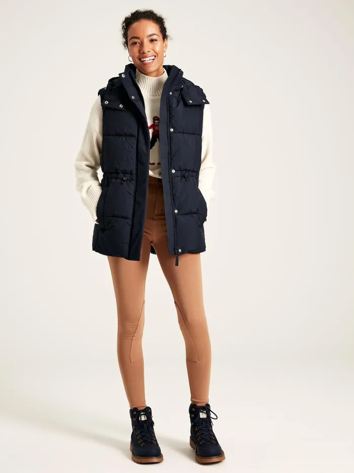 Joules Coats and Jackets Women Navy Showerproof Padded Gilet With Hood