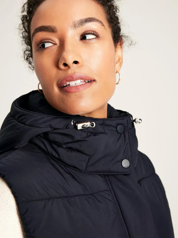 Joules Coats and Jackets Women Navy Showerproof Padded Gilet With Hood
