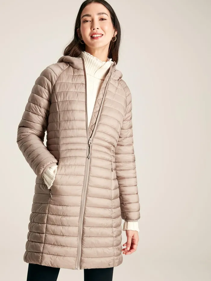 Joules Coats and Jackets Women Pearl Showerproof Long Packable Padded Coat
