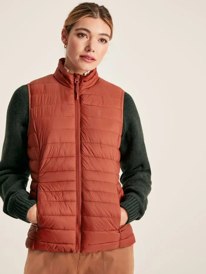 Joules Coats and Jackets Women Red Showerproof Packable Padded Gilet