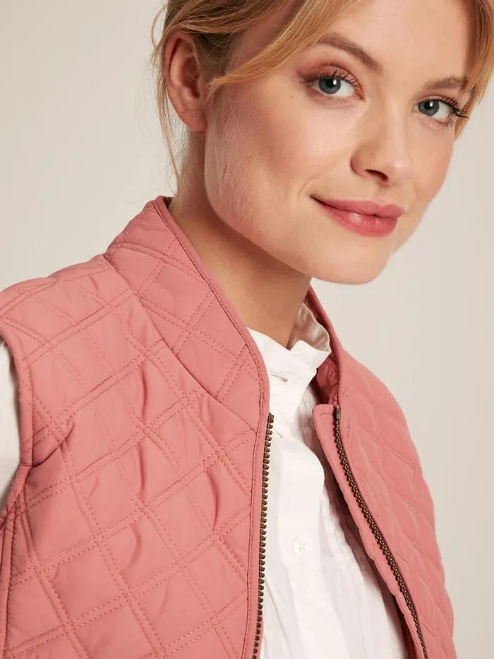 Joules Coats and Jackets Women Rose Pink Showerproof Diamond Quilted Gilet