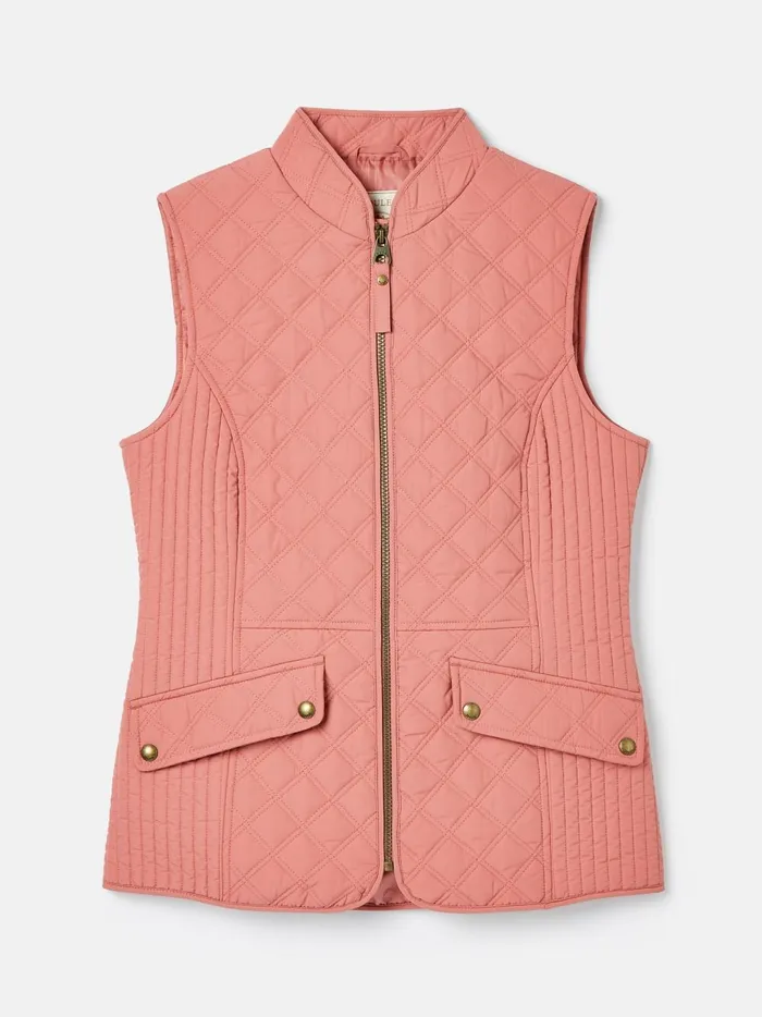 Joules Coats and Jackets Women Rose Pink Showerproof Diamond Quilted Gilet