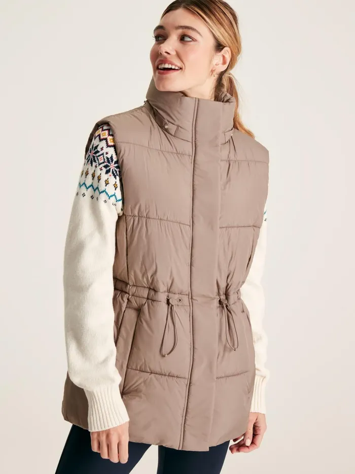 Joules Coats and Jackets Women Silver Showerproof Padded Gilet With Hood