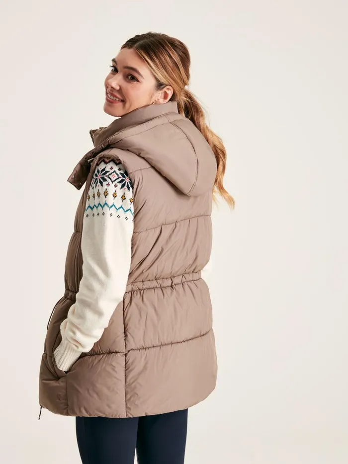 Joules Coats and Jackets Women Silver Showerproof Padded Gilet With Hood