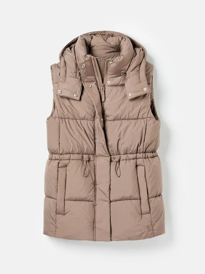Joules Coats and Jackets Women Silver Showerproof Padded Gilet With Hood