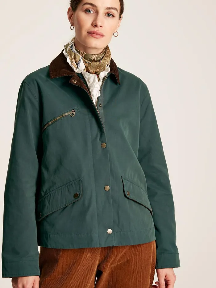 Joules Coats and Jackets Women Teal Blue Shower Resistant Dry Wax Jacket
