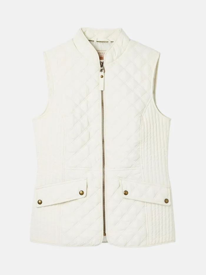 Joules Coats and Jackets Women White Showerproof Diamond Quilted Gilet