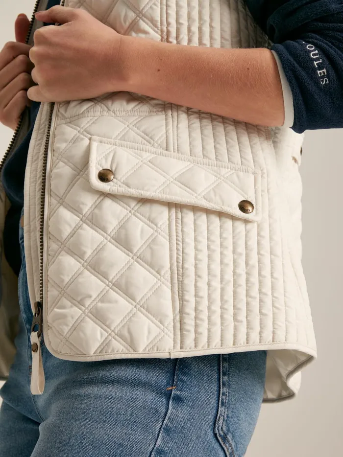 Joules Coats and Jackets Women White Showerproof Diamond Quilted Gilet