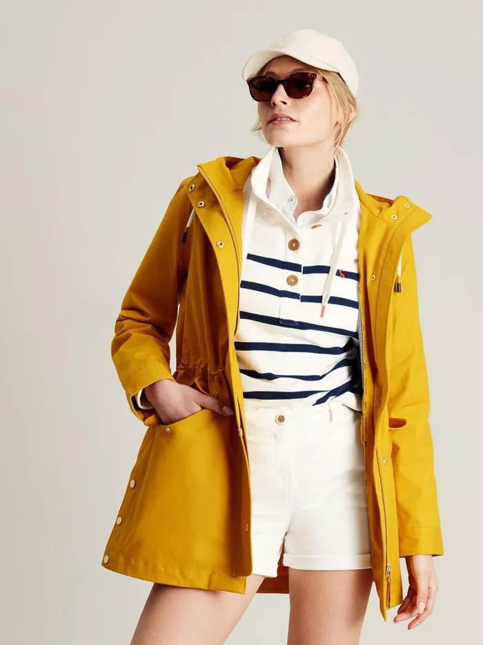 Joules Coats and Jackets Women Yellow Gold Waterproof Raincoat With Hood