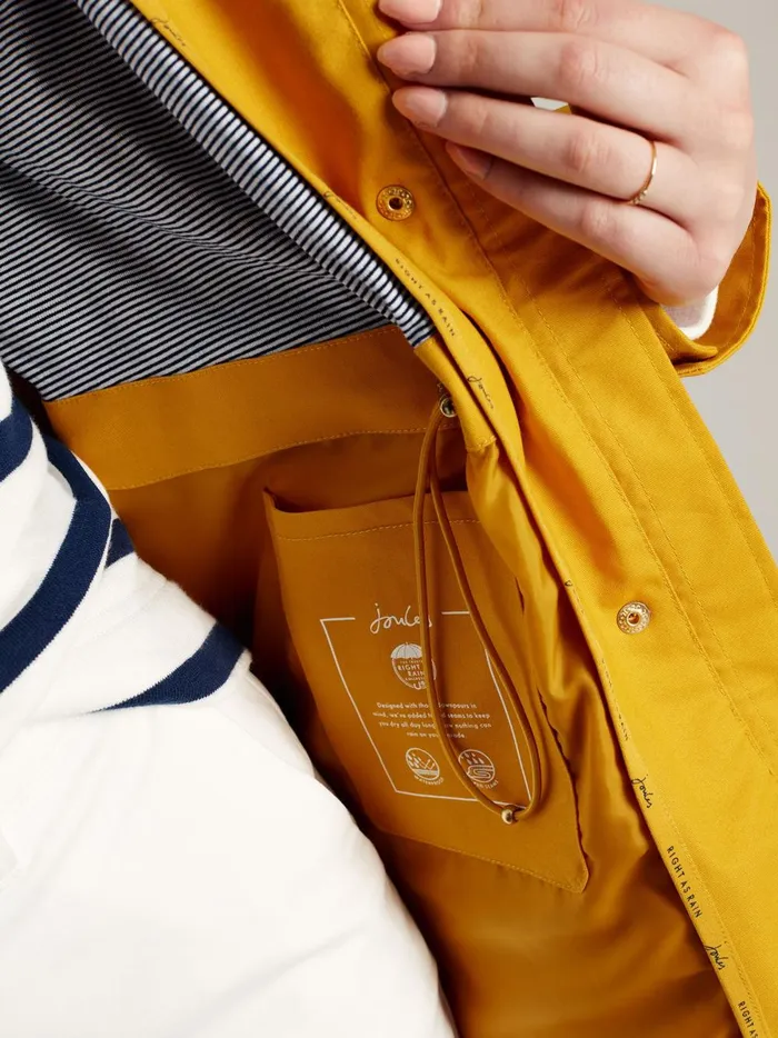 Joules Coats and Jackets Women Yellow Gold Waterproof Raincoat With Hood