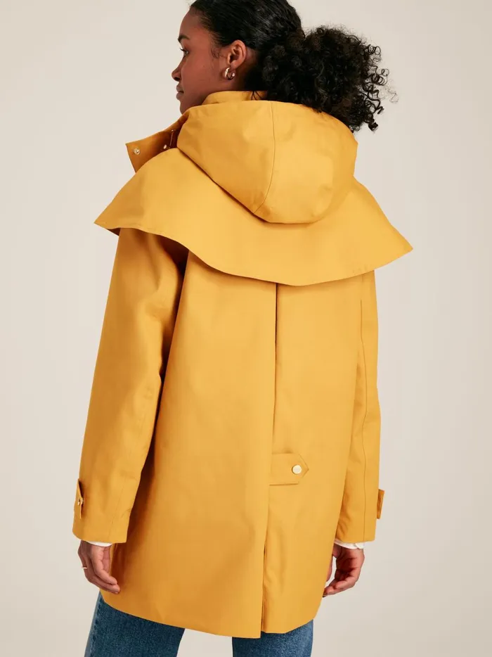 Joules Coats and Jackets Women Yellow Waterproof Hooded Raincoat With Cape