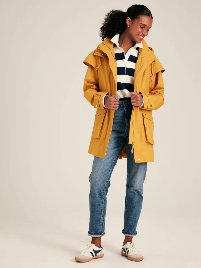 Joules Coats and Jackets Women Yellow Waterproof Hooded Raincoat With Cape