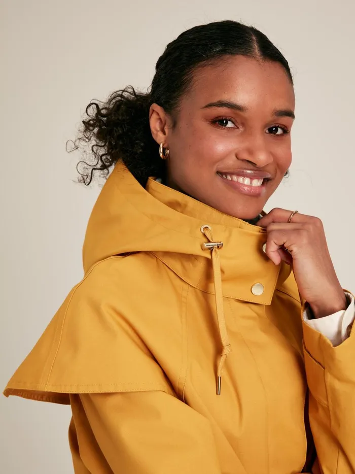 Joules Coats and Jackets Women Yellow Waterproof Hooded Raincoat With Cape