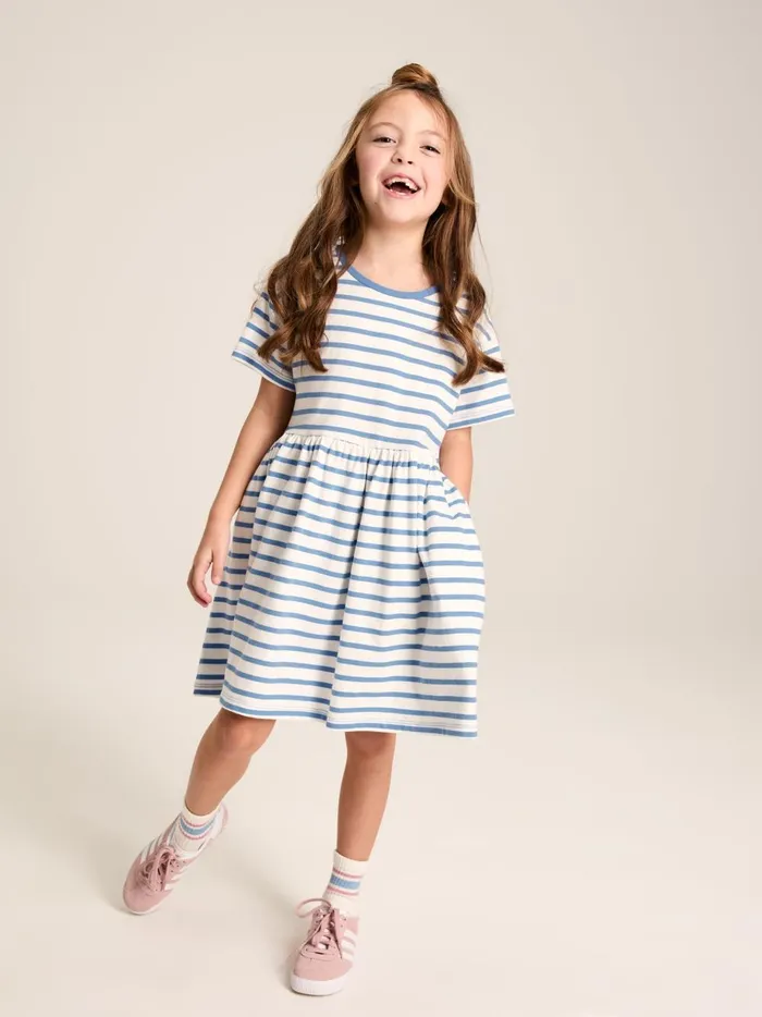 Joules Dresses Girls Blue Stripe TShirt Dress
