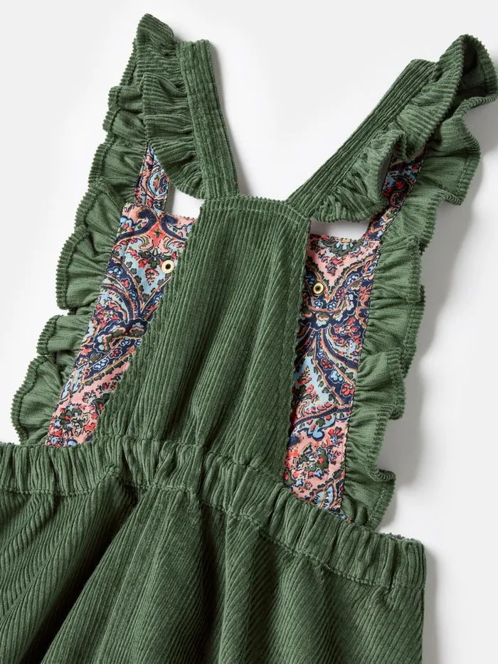 Joules Dresses Girls Green Corduroy Pinafore Dress