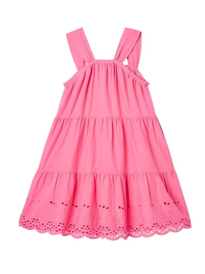 Joules Dresses Girls Pink Kiki Tiered Midi Dress