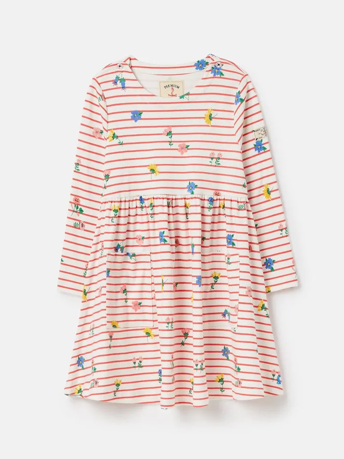 Joules Dresses Girls Pink Long Sleeve Jersey Dress With Pockets