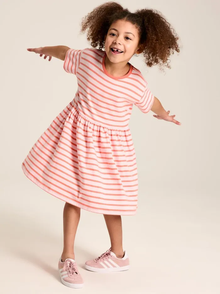 Joules Dresses Girls Pink Stripe TShirt Dress