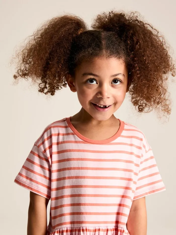 Joules Dresses Girls Pink Stripe TShirt Dress