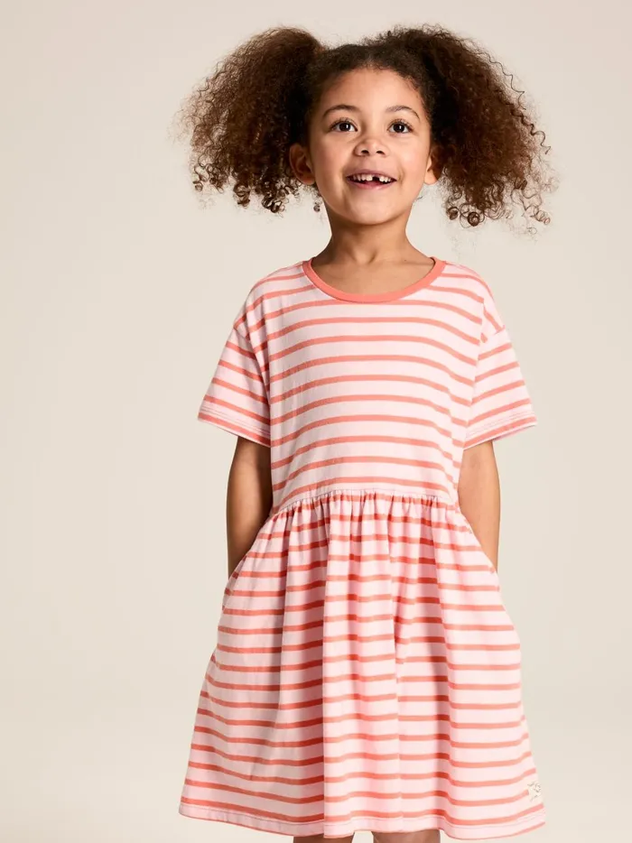 Joules Dresses Girls Pink Stripe TShirt Dress