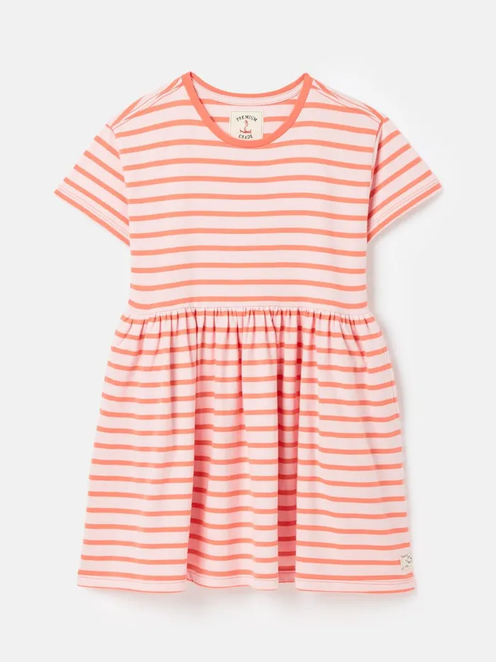 Joules Dresses Girls Pink Stripe TShirt Dress