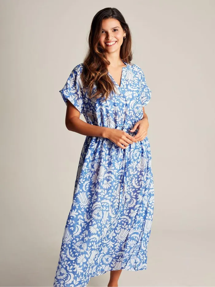Joules Dresses Women Blue Dropped Shoulder Beach Dress