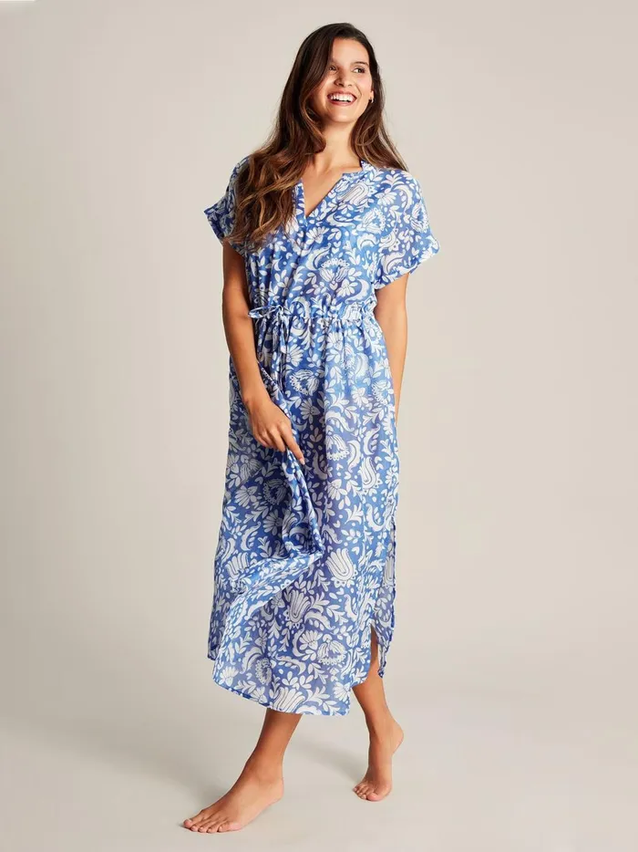 Joules Dresses Women Blue Dropped Shoulder Beach Dress