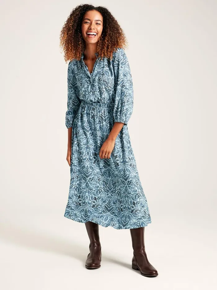 Joules Dresses Women Blue Frill Waist Dress