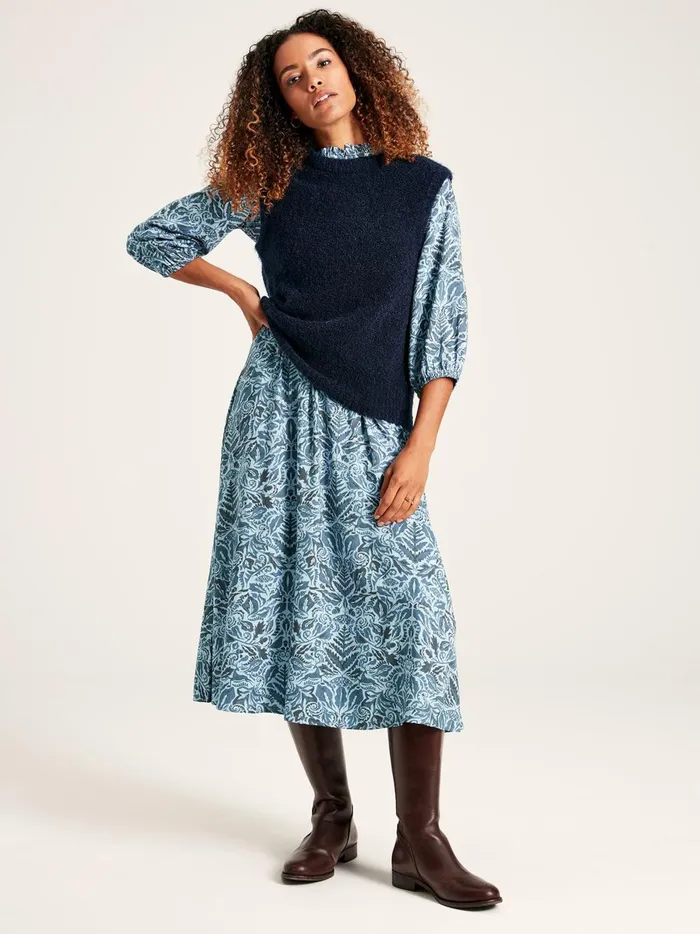 Joules Dresses Women Blue Frill Waist Dress
