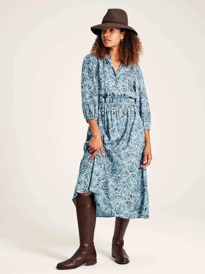 Joules Dresses Women Blue Frill Waist Dress