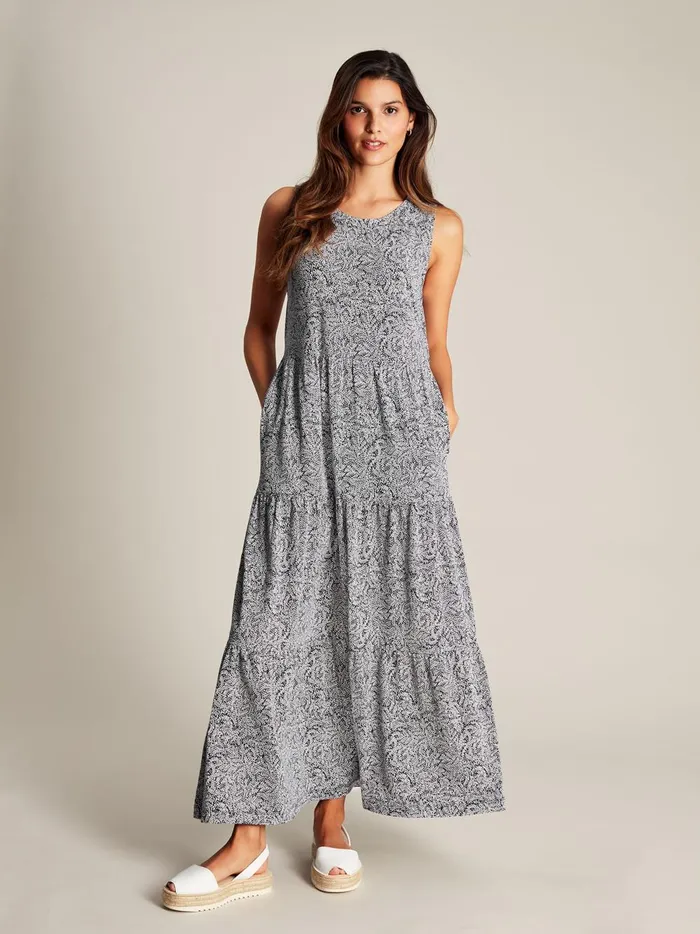 Joules Dresses Women Blue Jersey Tiered Dress
