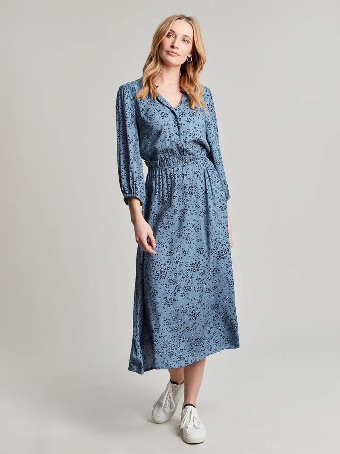 Joules Dresses Women Blue Josie Frill Elasticated Waist Dress