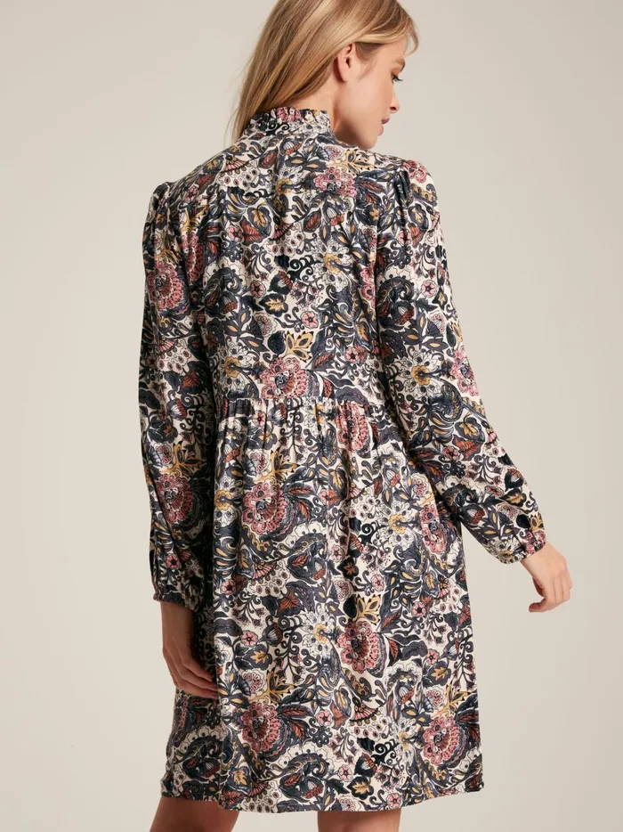 Joules Dresses Women Brown Floral Frill Neck Midi Dress