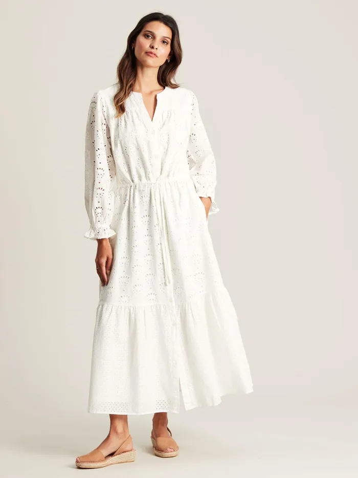 Joules Dresses Women Chalk White Broderie Dress