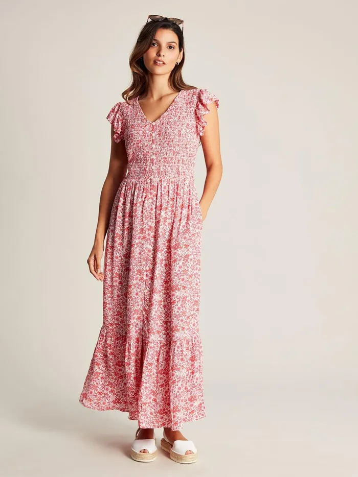 Joules Dresses Women Clover Smocking Button Down Dress
