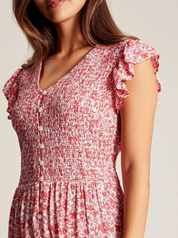 Joules Dresses Women Clover Smocking Button Down Dress