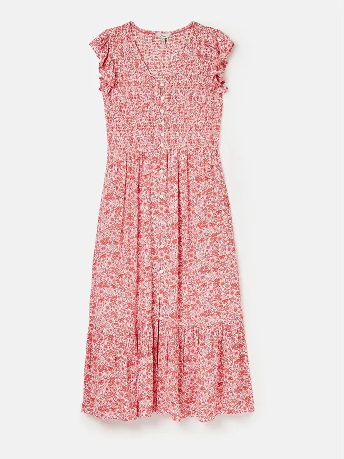 Joules Dresses Women Clover Smocking Button Down Dress