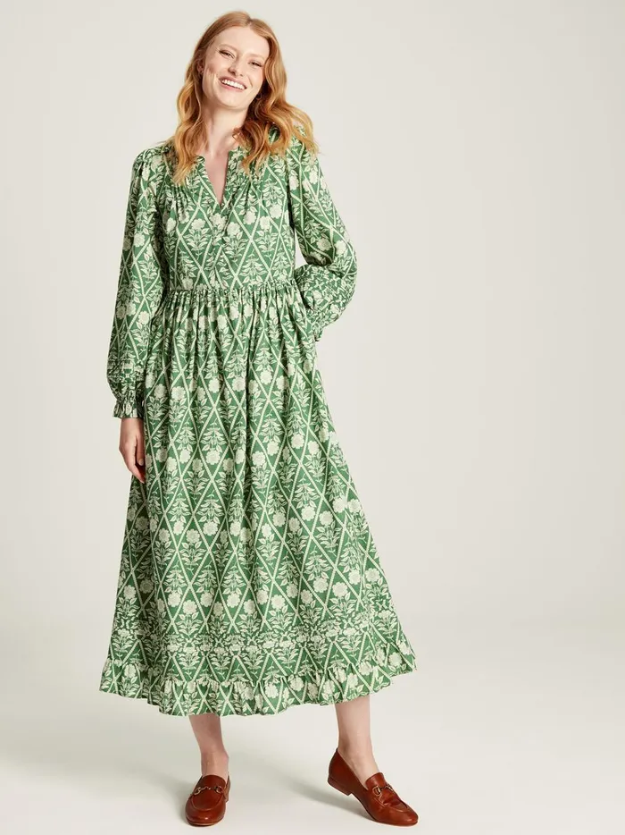 Joules Dresses Women Green Floral Pleated Dress
