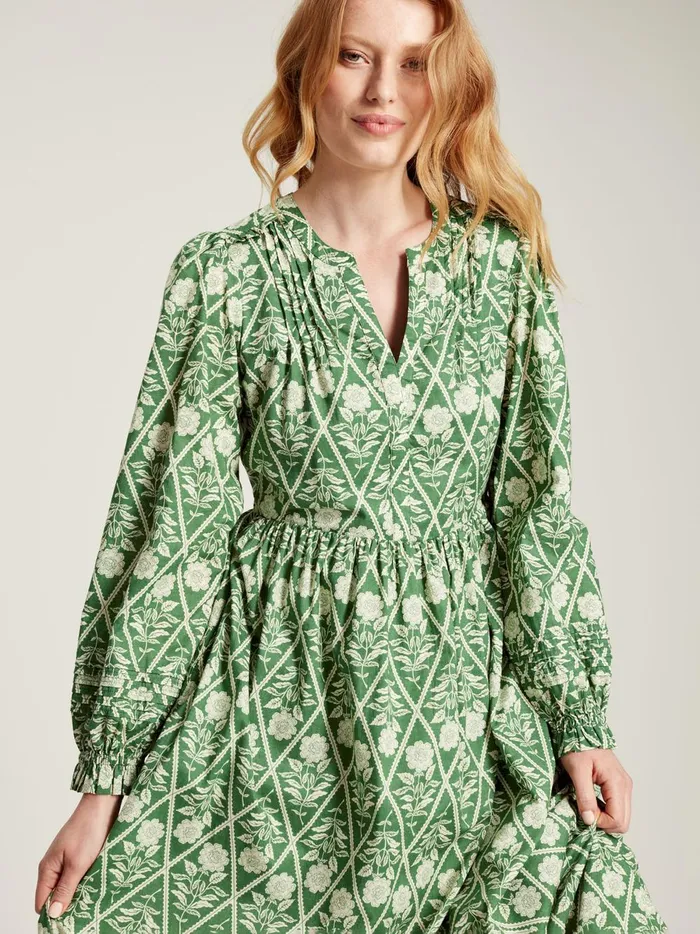 Joules Dresses Women Green Floral Pleated Dress