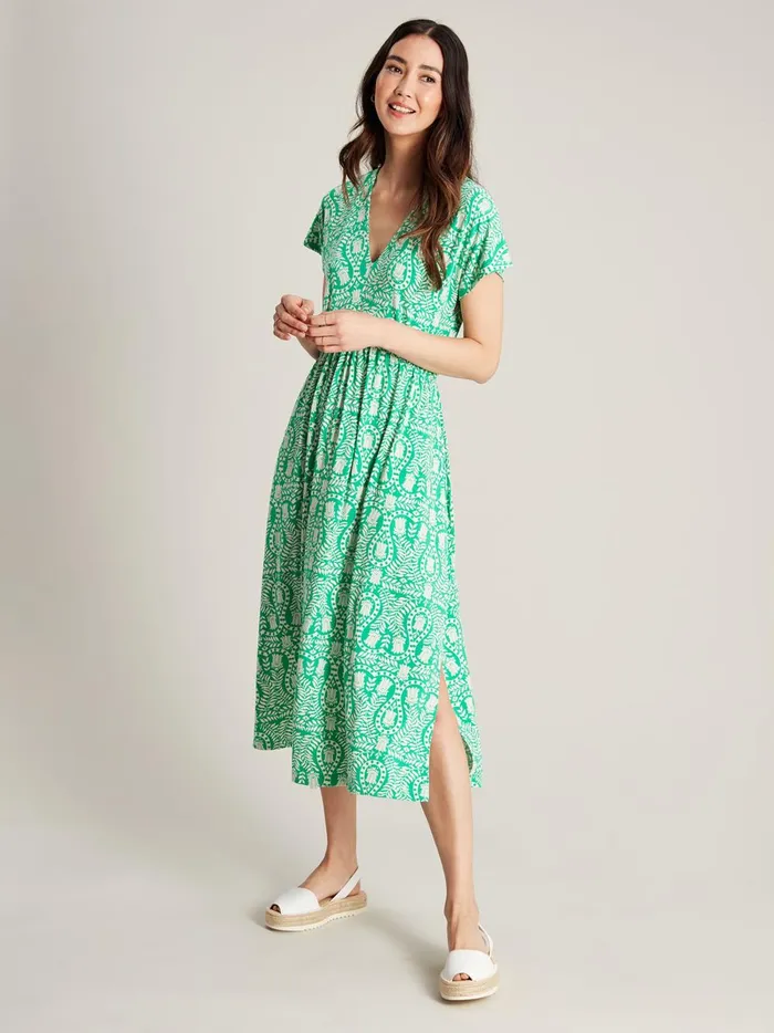 Joules Dresses Women Green Jersey VNeck Beach Dress